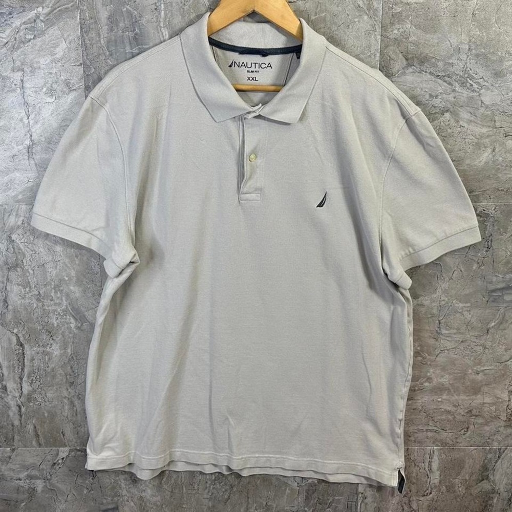 Nautica light grey short sleeve polo shirt  Men's 2XL #polo‎